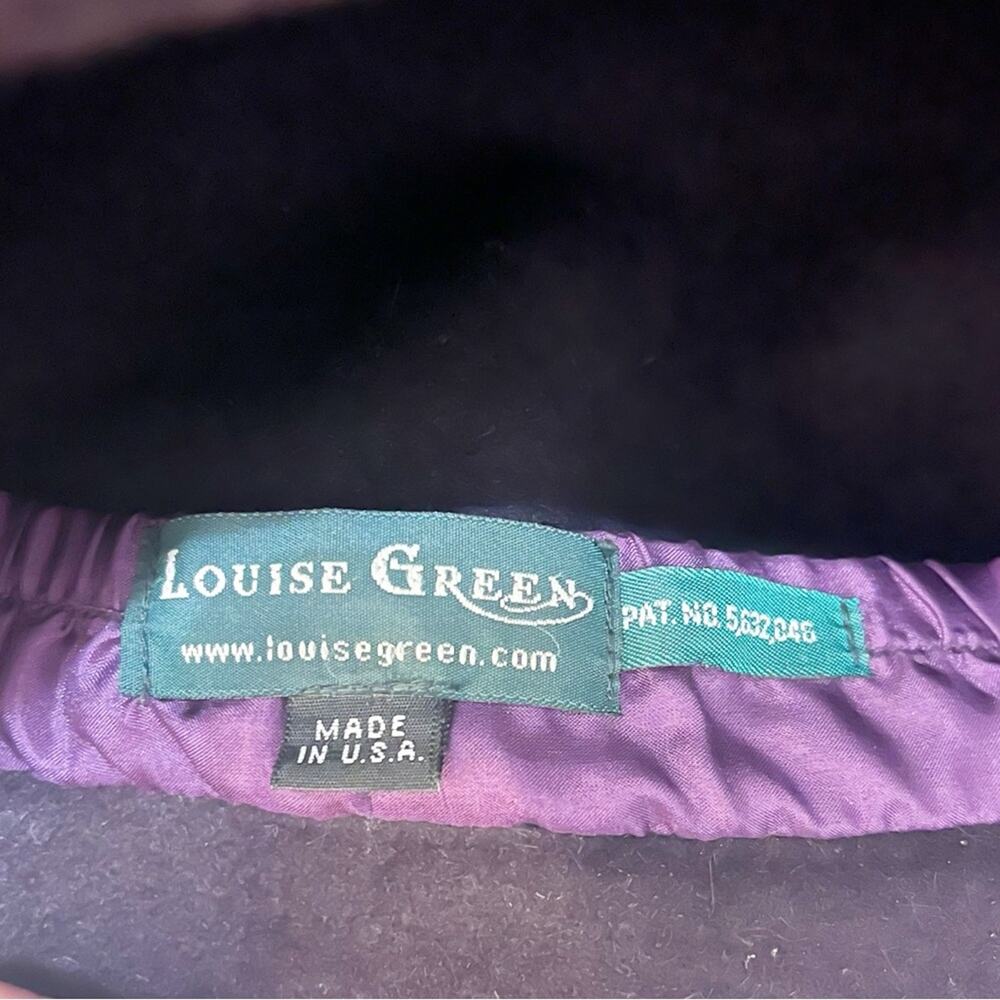 VINTAGE Louise Green Dark Purple Velour Hat with Bow - Picture 3 of 6